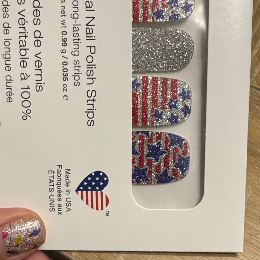 Color Street Glittering Silver and Patriotic Nail Strips - Glitz and Glory - Picture 2 of 3